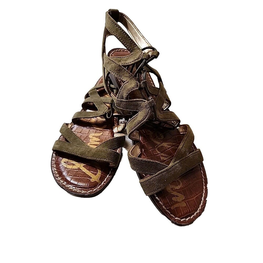 Sam Edelman Womens Shoes Sandals Gladiators Leather Suede GEmma Green Size 8‎ M